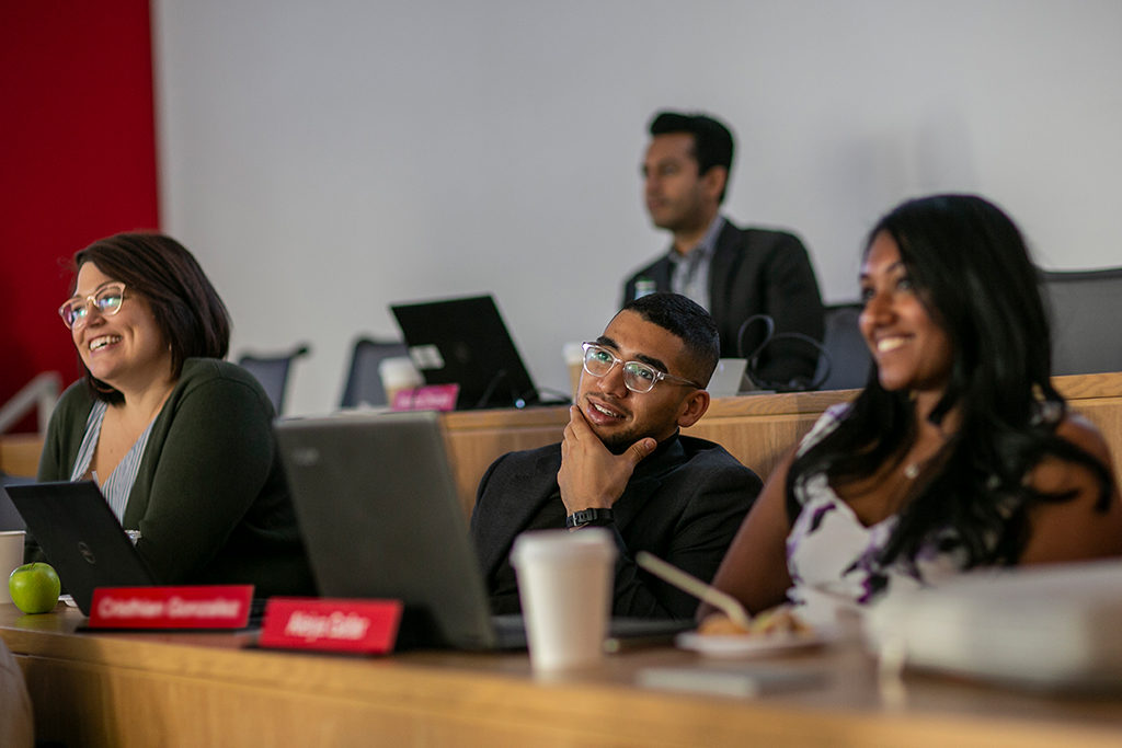 Students sitting in the EMBA/MS classroom